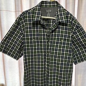 Austin Clothing Co. Blue and Green Plaid Casual Shirt